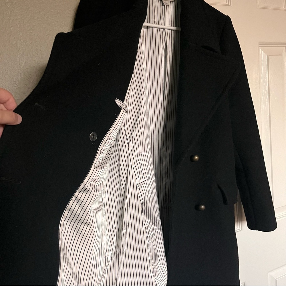 Nili Lotan for Target Women's Black Wool Blend Double-Breasted Peacoat - Picture 5 of 6